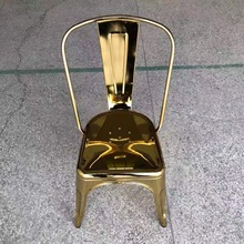 工业风金属椅子电镀金色餐椅奶茶店桌椅靠背椅子仿古美式铁椅