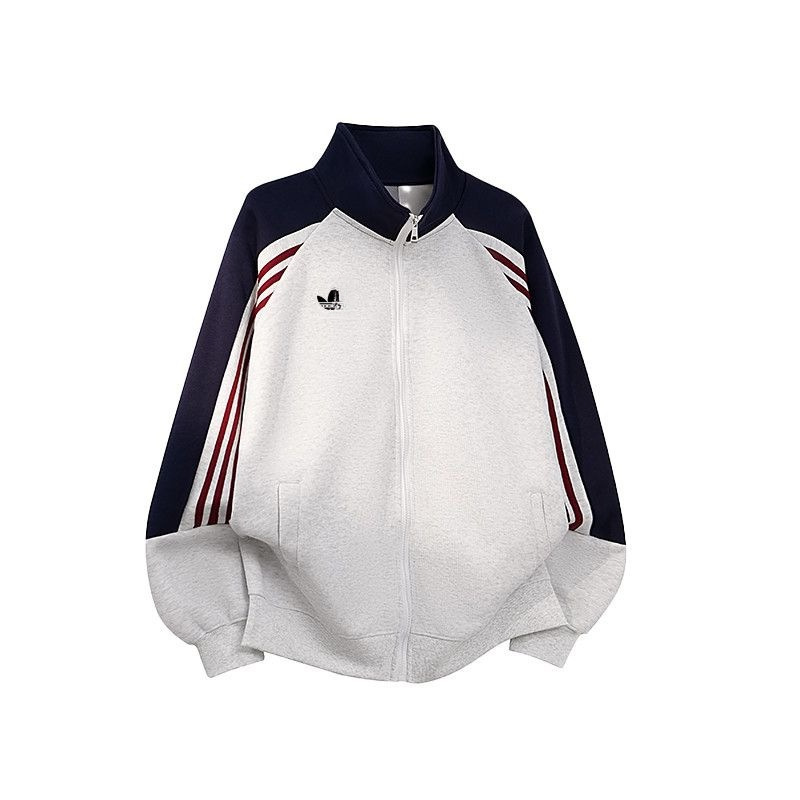 Youth Sweatshirt Spring and Autumn Style Unisex Loose Color-Blocked Cardigan Casual Stand Collar Couple's Jacket White Black in Stock Youth Sweatshirt Spring and Autumn Style Unisex Loose Color-Blocked Cardigan Casual Stand Collar Couple's Jacket White Black in Stock