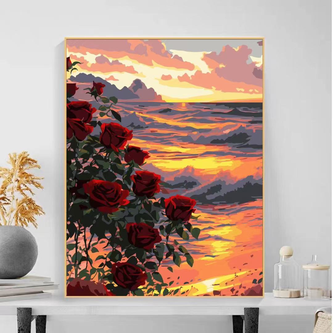 Flores de alto valor visual pintura al óleo digital diy relleno pintura a mano curación descompresión regalo de cumpleaños artesanal pintura decorativa