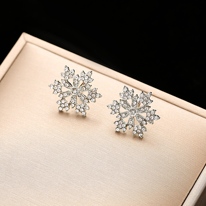 Elegant Snowflake Alloy Inlay Rhinestones Women's Earrings Necklace display picture 4