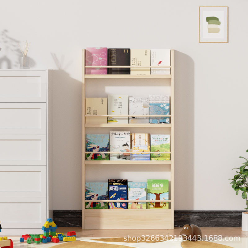 Solid Wood Children's Bookshelf Floor Picture Book Rack Storage Integrated Wall Door Storage Rack Wall Bookcase Wall Hanging Multi-layer