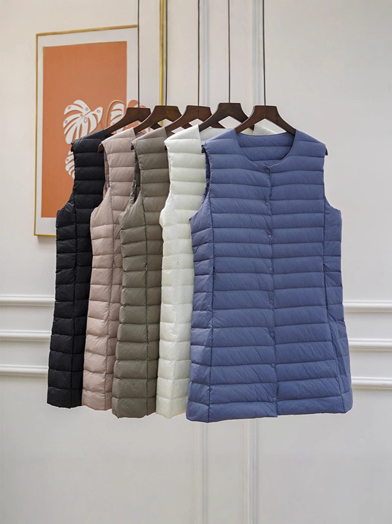 Transfronterizos TikTok chaqueta de plumón ligera chaleco de cuello en V de invierno de moda coreana chaqueta cálida