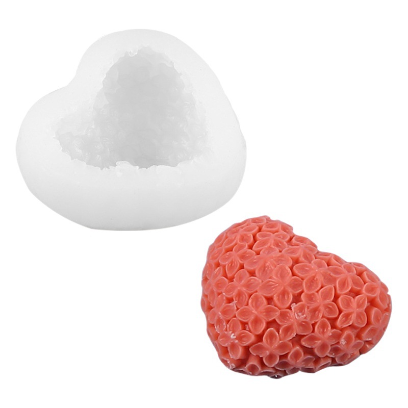 Molde de silicona 3D estéreo con forma de corazón tejido para velas aromáticas de coche con forma de flor de corazón DIY para el Día de San Valentín