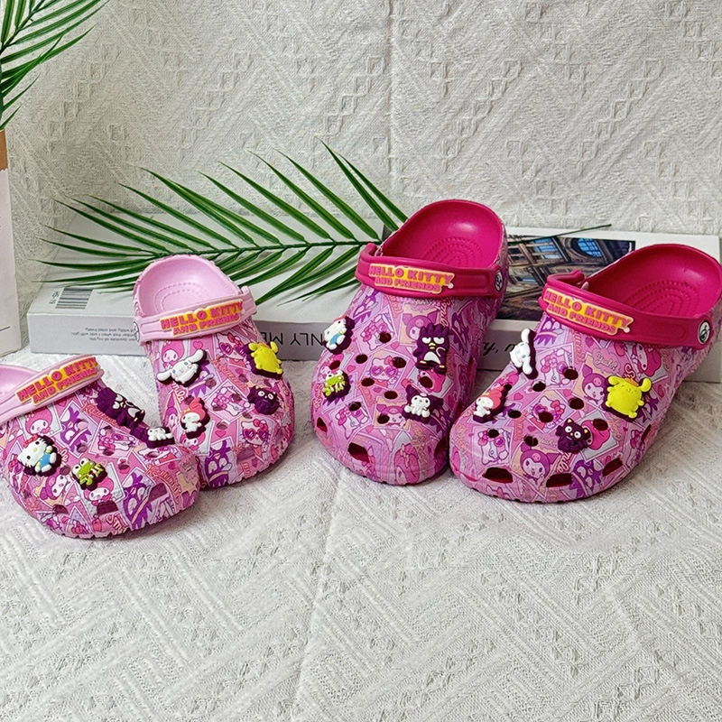 Hello Kitty, детские нескользящие ботинки, пляжная обувь, тапочки, семейный стиль