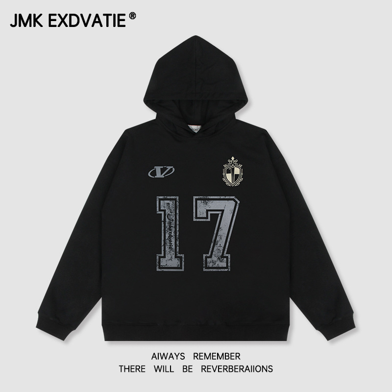 Herrenbekleidung High Street Fashion Retro Digitaldruck Straße lose Herbst und Winter Kapuzenpullover_voghion.com