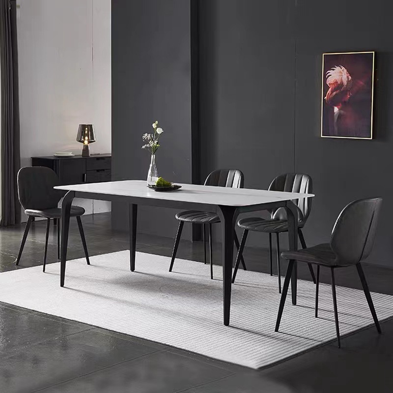 Delifeng placa de roca mesa de comedor luz de lujo moderno simple pequeño apartamento casa mesa de comedor rectangular mesa de comedor y silla combinación