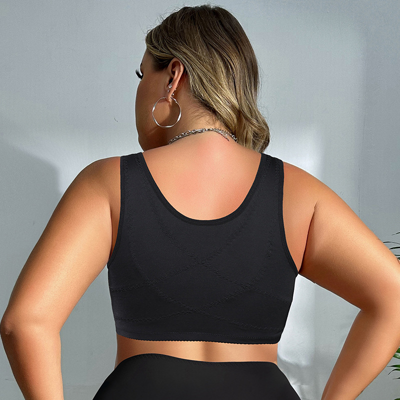 Los pechos grandes de comercio exterior muestran ropa interior pequeña sin costuras de gran tamaño con hebilla frontal sujetador de encaje ultrafino con todo incluido sujetador sin anillo de acero al por mayor