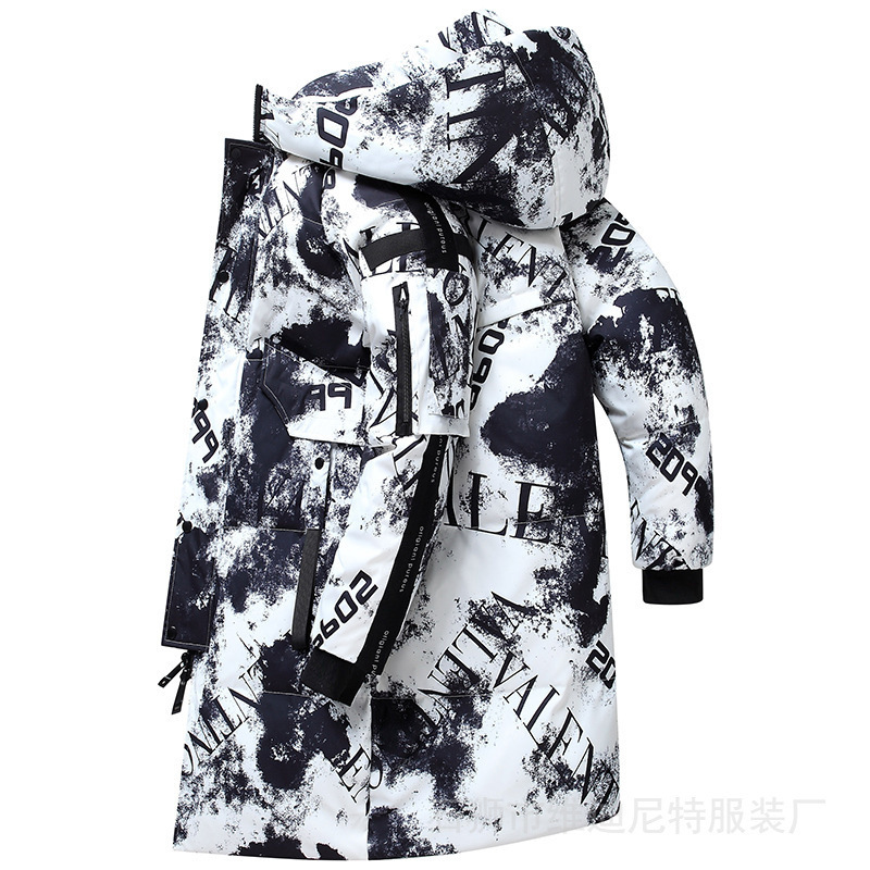 Down jacket men's mid-length 2022 new fashion brand autumn and winter coat Korean fashion handsome clothes