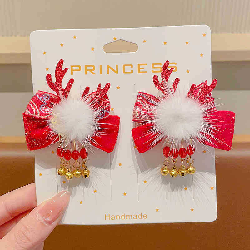 2024 otoño y invierno accesorios para el cabello de niños Año Nuevo pinzas de cabello rojas niñas estilo de Año Nuevo tarjetas de cabello de estilo chino antiguo niñas toques de ropa de estilo chino