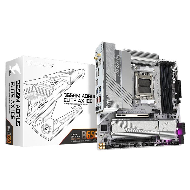 Ice Sculpture B650M Aorus Elite Ax Ice Supports Motherboard Cpu Am5 7800X3D\9800X3D Ice Sculpture B650M Aorus Elite Ax Ice Supports Motherboard Cpu Am5 7800X3D\9800X3D