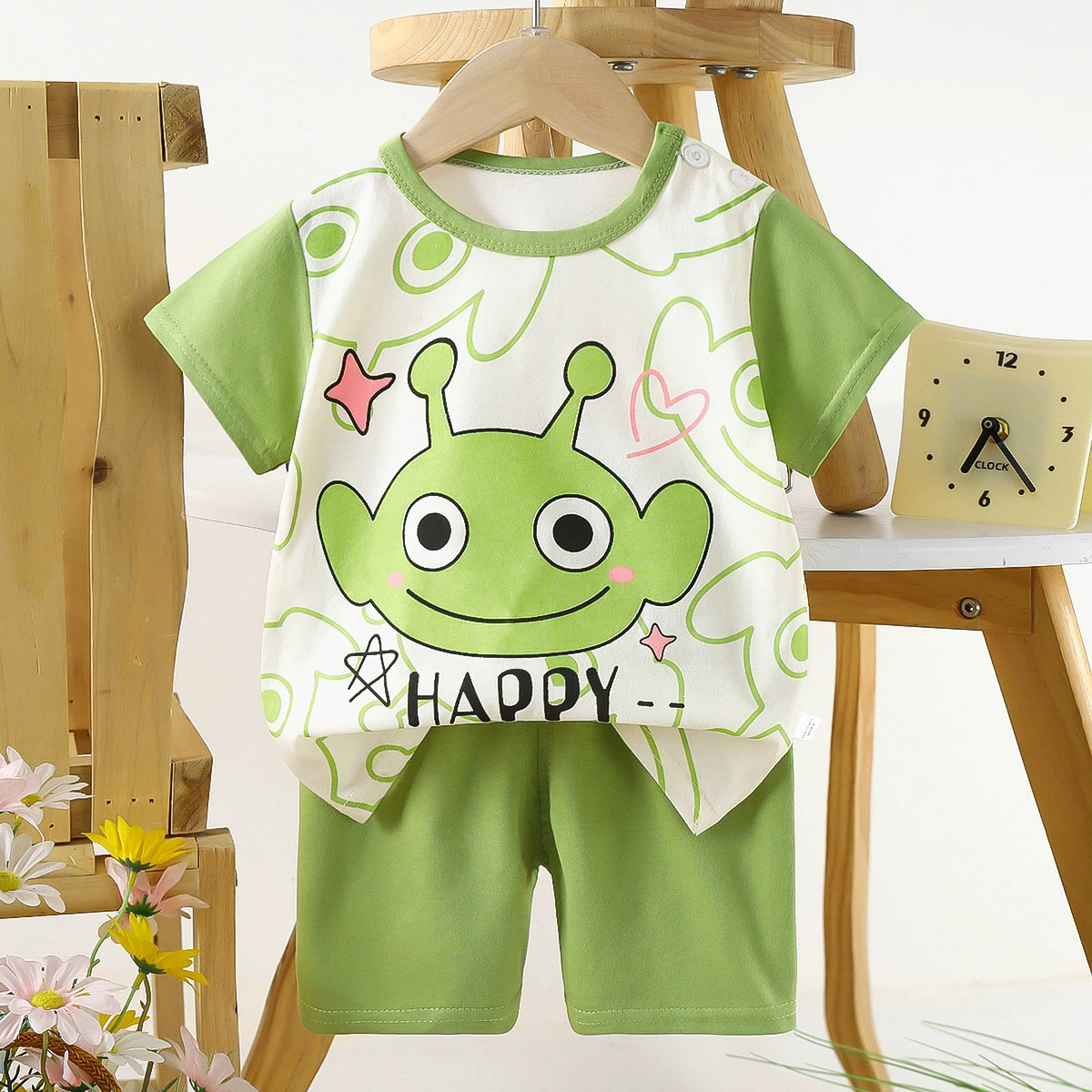 Summer cartoon children's set for boys, short sleeve T-shirt, trousers for leisure, pijama, with short sleeve 4