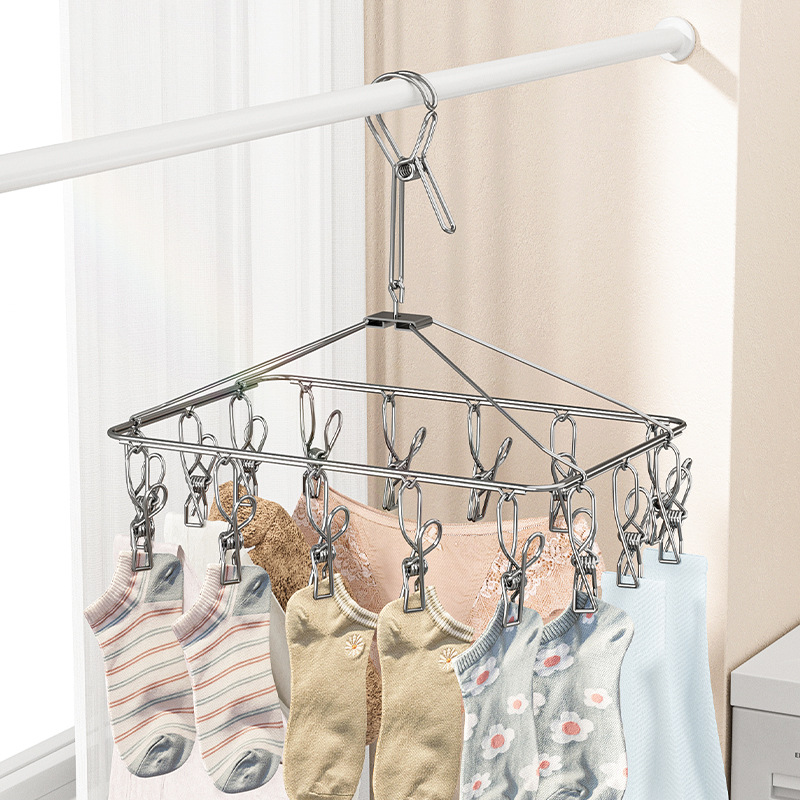 Cross-border 304 stainless steel drying rack multi-clip household windproof baby drying clip drying rack a generation of hair