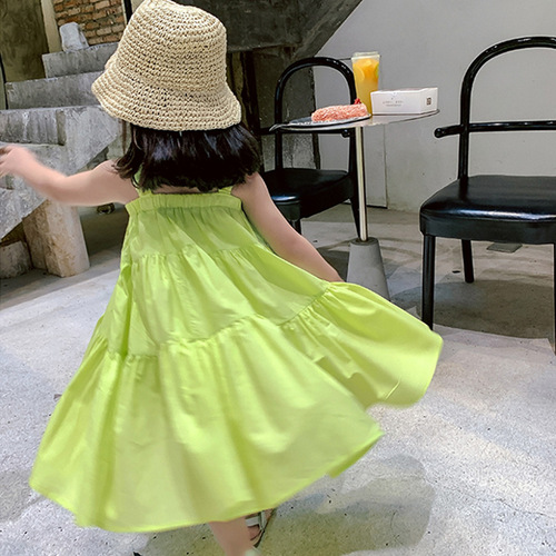 Girls Dress Summer Dress Fashionable Children's 2024 Spring and Summer Korean Version Children's Clothes Cake Princess Children's Suspender Skirt