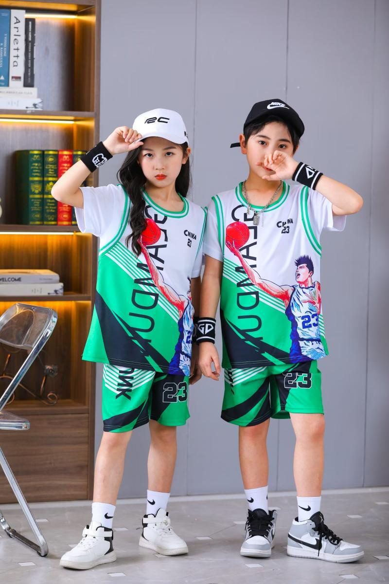 Basketball clothes suit children's fake two-piece short-sleeved sports training clothes wholesale group purchase printable printing printing number 247#