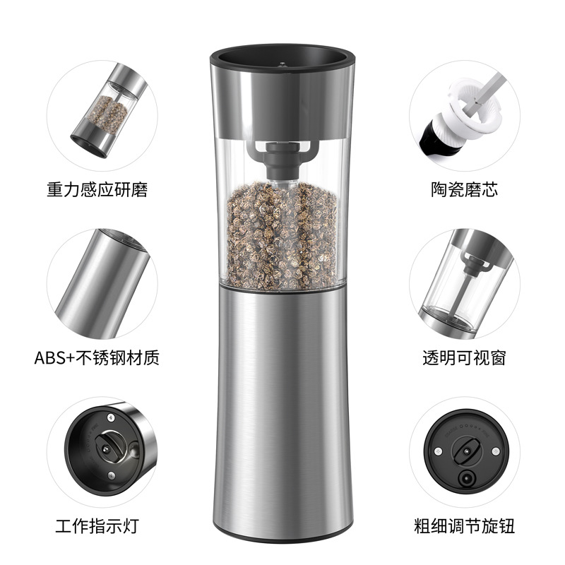Fábrica al por mayor herramientas de cocina 70ML95ML100ML gran almacén material sal marina molino negro pimienta amoladora eléctrica
