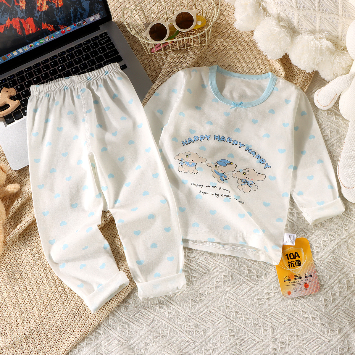 Pijamas para niños, trajes de dibujos animados de manga larga de primavera y otoño para niñas, niños deshuesados de algodón, ropa de otoño, pantalones largos, servicio a domicilio