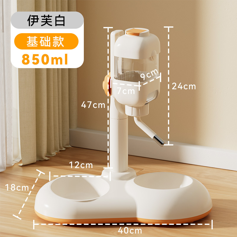 Perro vertical transfronterizo fuente de bebida automática para mascotas alimentación ajustable para mascotas de acero inoxidable antidetonante doble tazón de gato