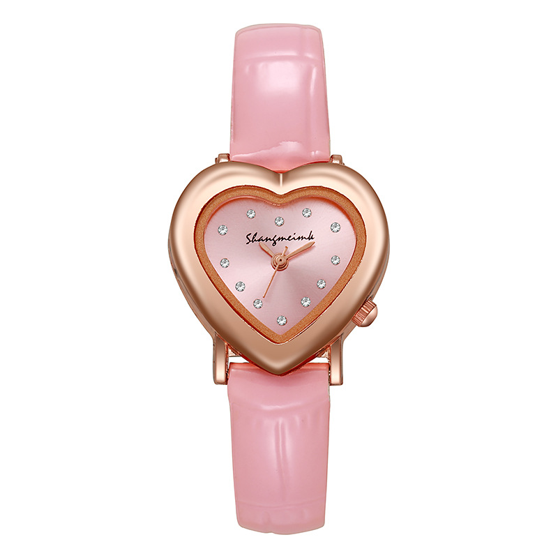 Reloj de cuarzo en forma de corazón retro elegante simple de las mujeres de moda reloj de mujer de estudiante exquisito pequeño reloj de moda