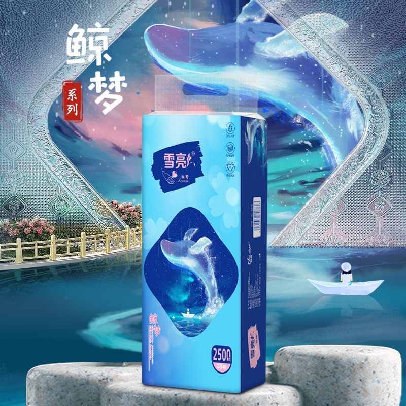 Xueliang Plain Tissue Paper, 5 Pounds, 18 Rolls, Dual-Use for Dry and Wet Applications, 5-Ply Thickened Coreless Toilet Paper