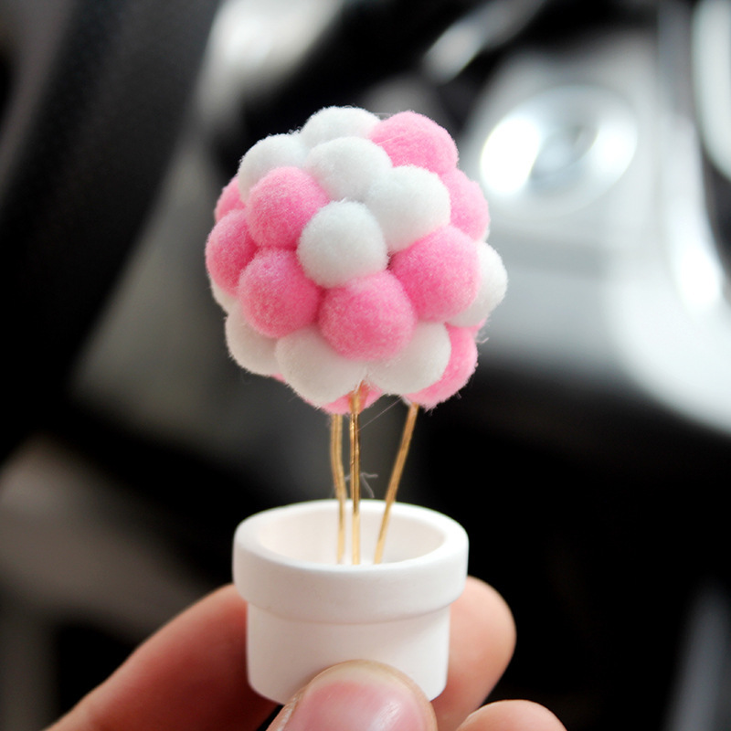 Perfume de automóvil adornos mini maceta de flores voladores de cabina globos montados en automóviles chicas corazón bola peluche adornos lindos decoración creativa