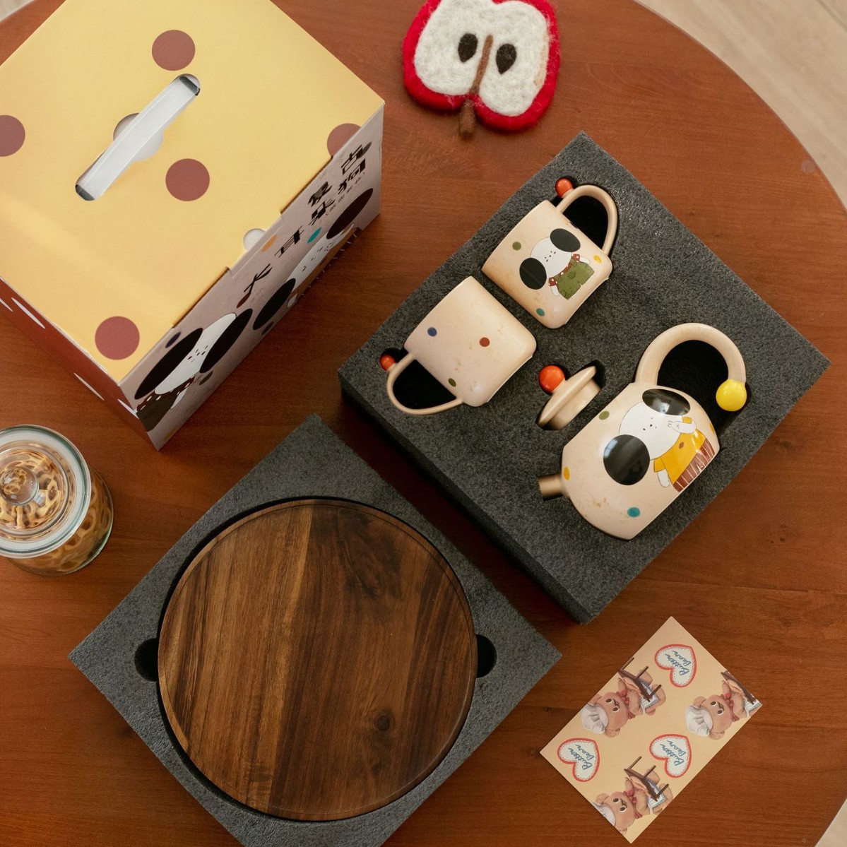 Retro orejas grandes lindos perros hervidor de agua fría conjunto de tazas de alto valor de dibujos animados tazas de regalo 1 jarro 2 tazas image 6