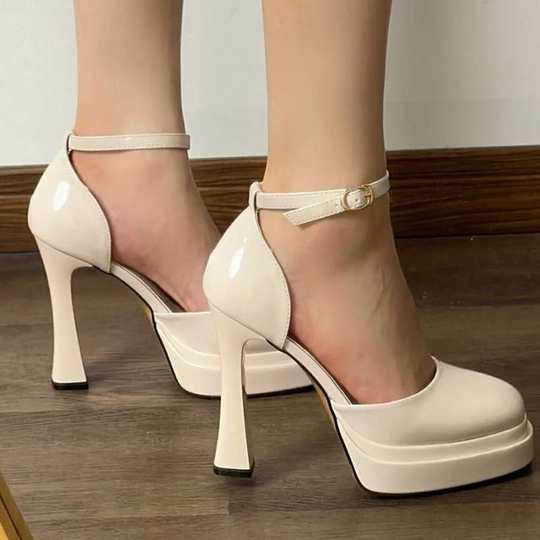 One-word High Heels Women's Small Thick Heel Shoes Bridesmaid Shoes 2025 Platform Barbie Shoes Mary Jane Shoes