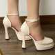 One-word High Heels Women's Small Thick Heel Shoes Bridesmaid Shoes 2025 Platform Barbie Shoes Mary Jane Shoes
