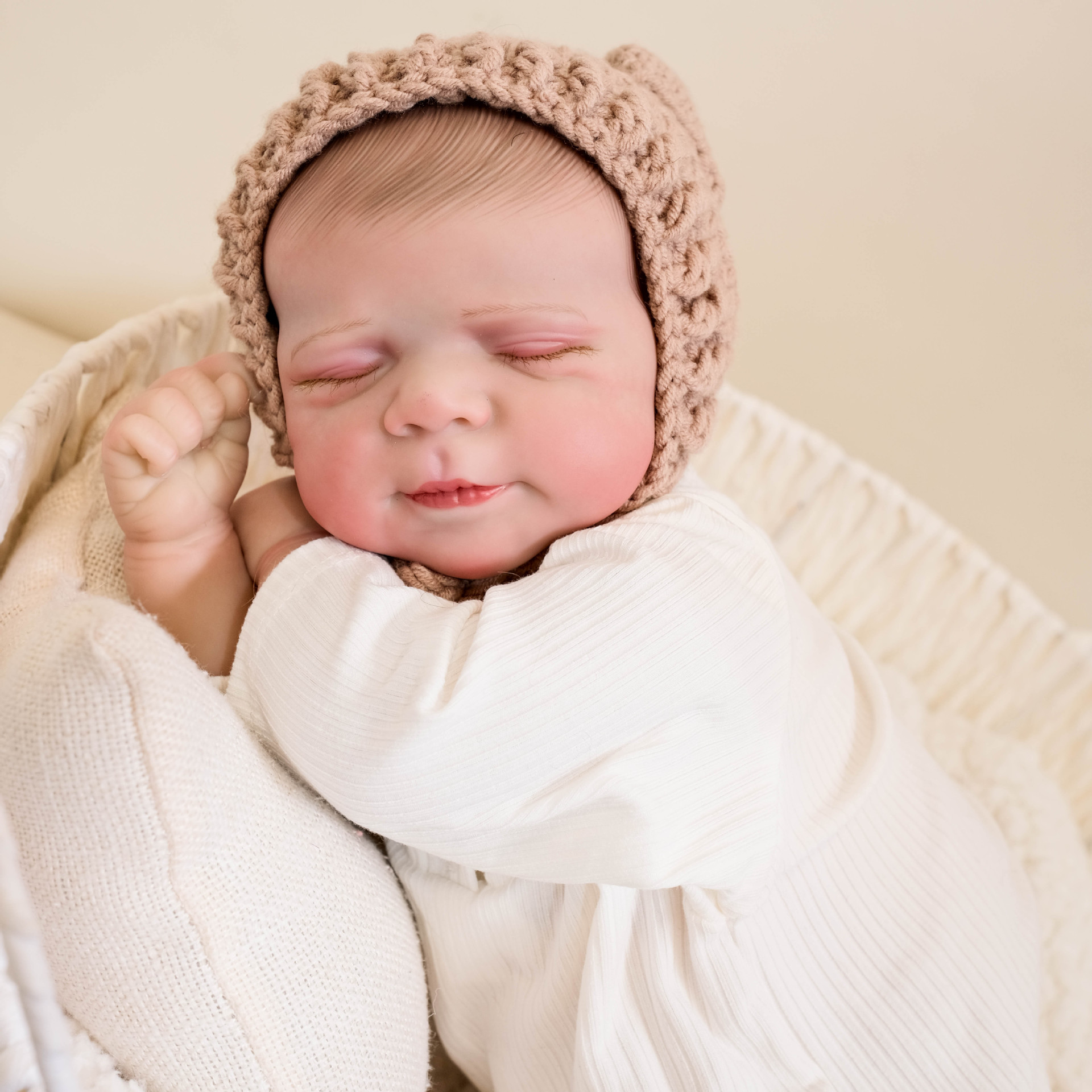 Muñeca de simulación de renacimiento de pascale de mameluco blanco de manga larga de 19 pulgadas, regalos navideños para niños