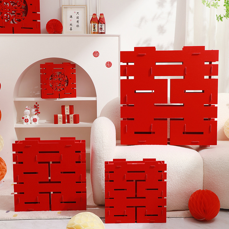 Living room wedding room decoration stage wedding three-dimensional lucky character engagement decoration piece wedding celebration dedicated table decoration supplies complete 
