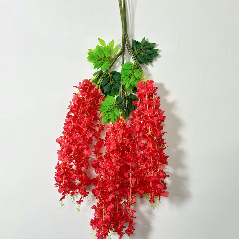 Explosiones transfronterizas simulación de flores de wisteria encriptada decoración de bodas colgantes flores de frijoles falsas flores de viña pasarela colgantes flores de wisteria
