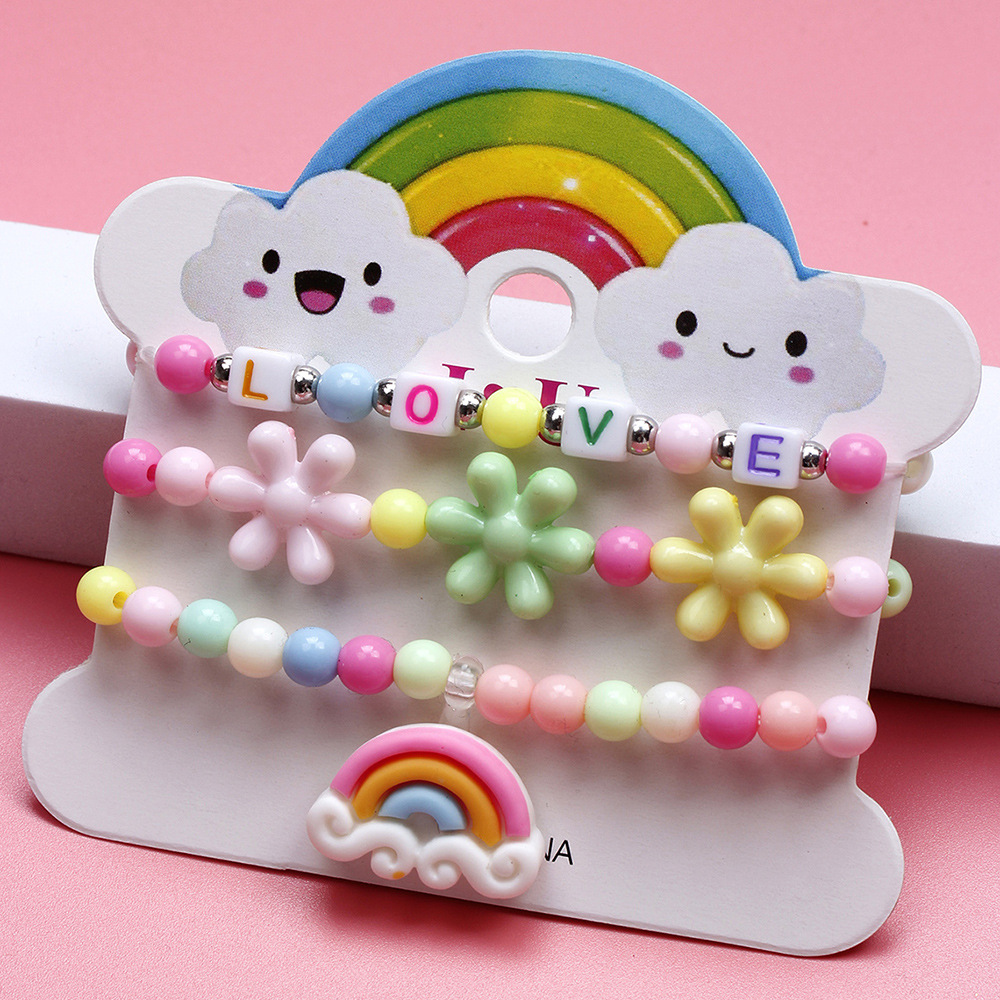 Style De Bande Dessinée Arc-en-ciel Fleur Plastique Perlé Bracelets display picture 1