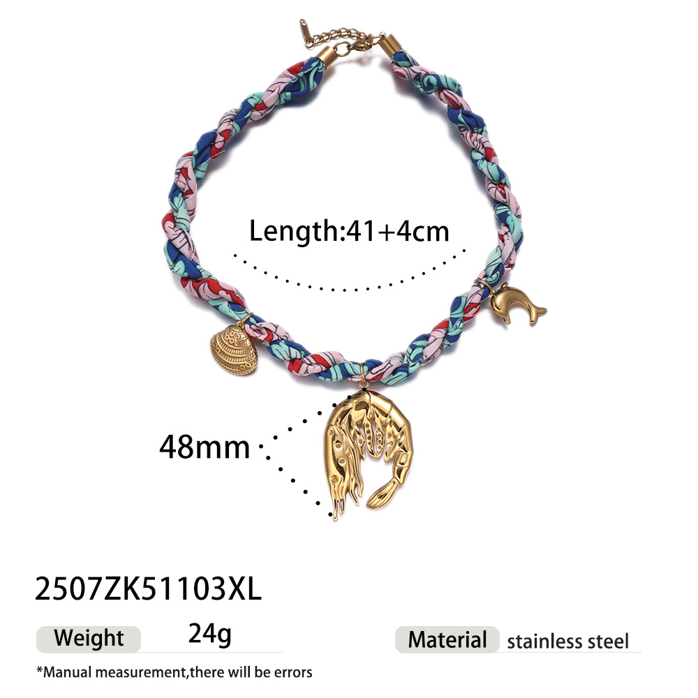 Taina collar colgante de acero inoxidable europeo y americano simple y de alta calidad color pequeño fresco cuerda gruesa collar de concha hembra image 28