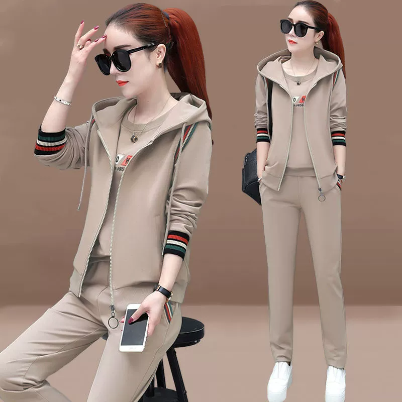 Жилет внешней торговли из трех частей, Женская мода на весну и осень, с длинным рукавом, большие размеры, свободный свитер для пухленьких девочек, женская мода, оптовая продажа