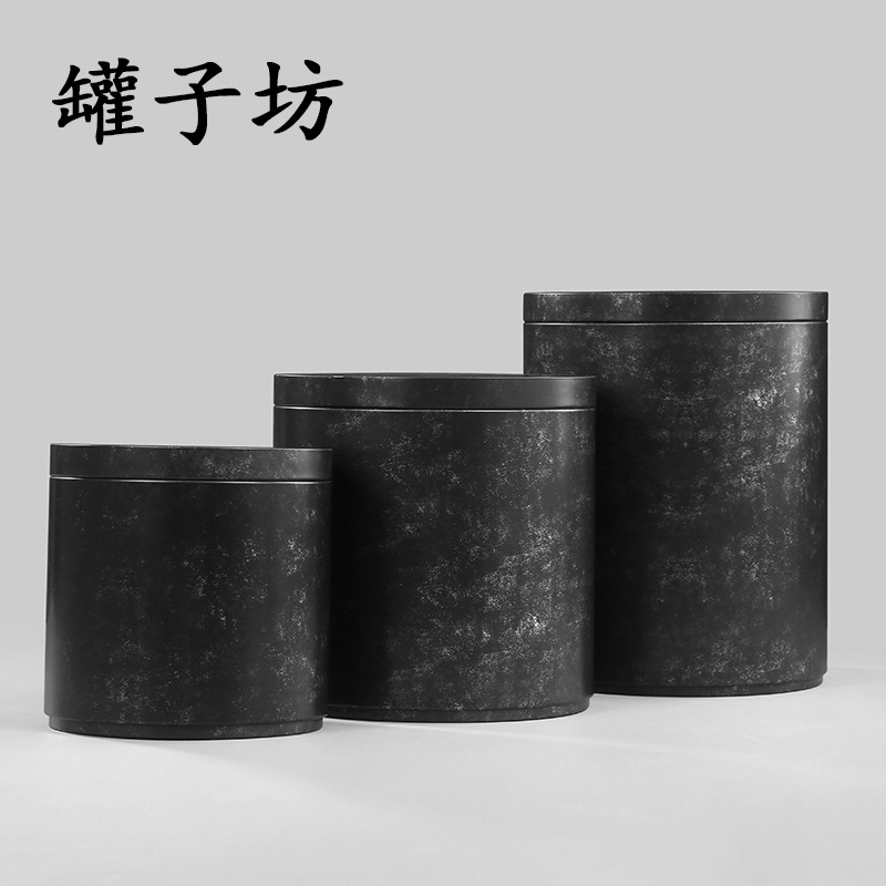 复古圆形收纳镀锡铁桶 散茶罐细沙铁金属茶叶罐铁盒 现货批发