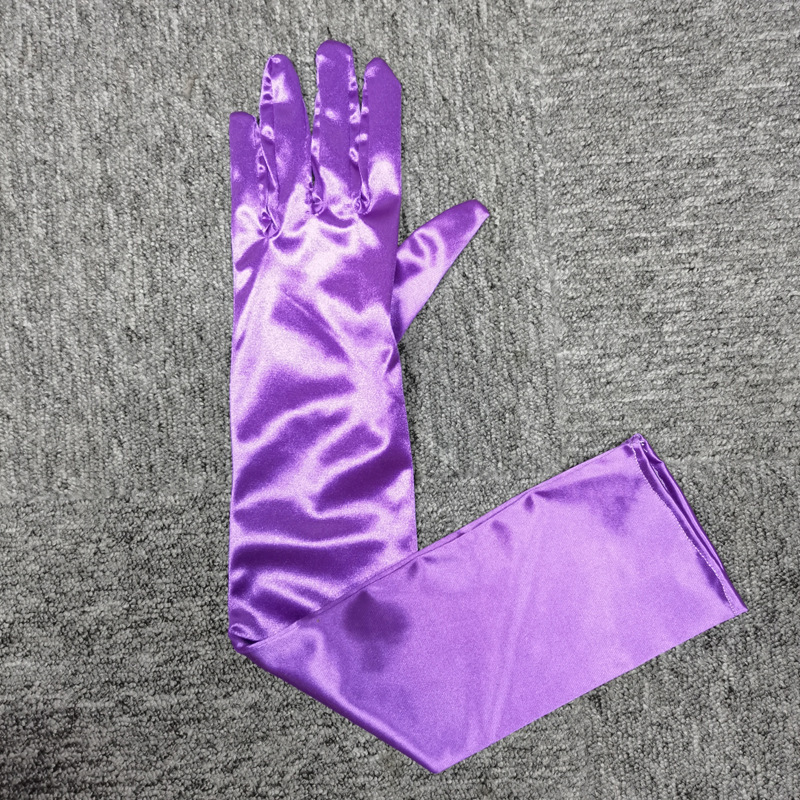 色丁手套加长礼服缎面婚礼演出舞会服饰配件礼仪多色过肘氨纶晚装|undefined