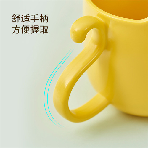 Children's cute cartoon mouthwash cup with kitten, student bathroom toothbrushing cup, fashionable and fall-resistant plastic handle cup