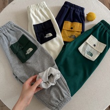 儿童潮牌裤子2025秋季新款男女童口袋卫裤韩版宝宝潮牌工装裤洋气