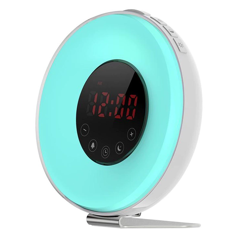 Взрывы Восход солнца закат Пробуждение настольная лампа Будильник Светодиодная красочная атмосфера естественная Пробуждение музыкальная лампа с FM-радио