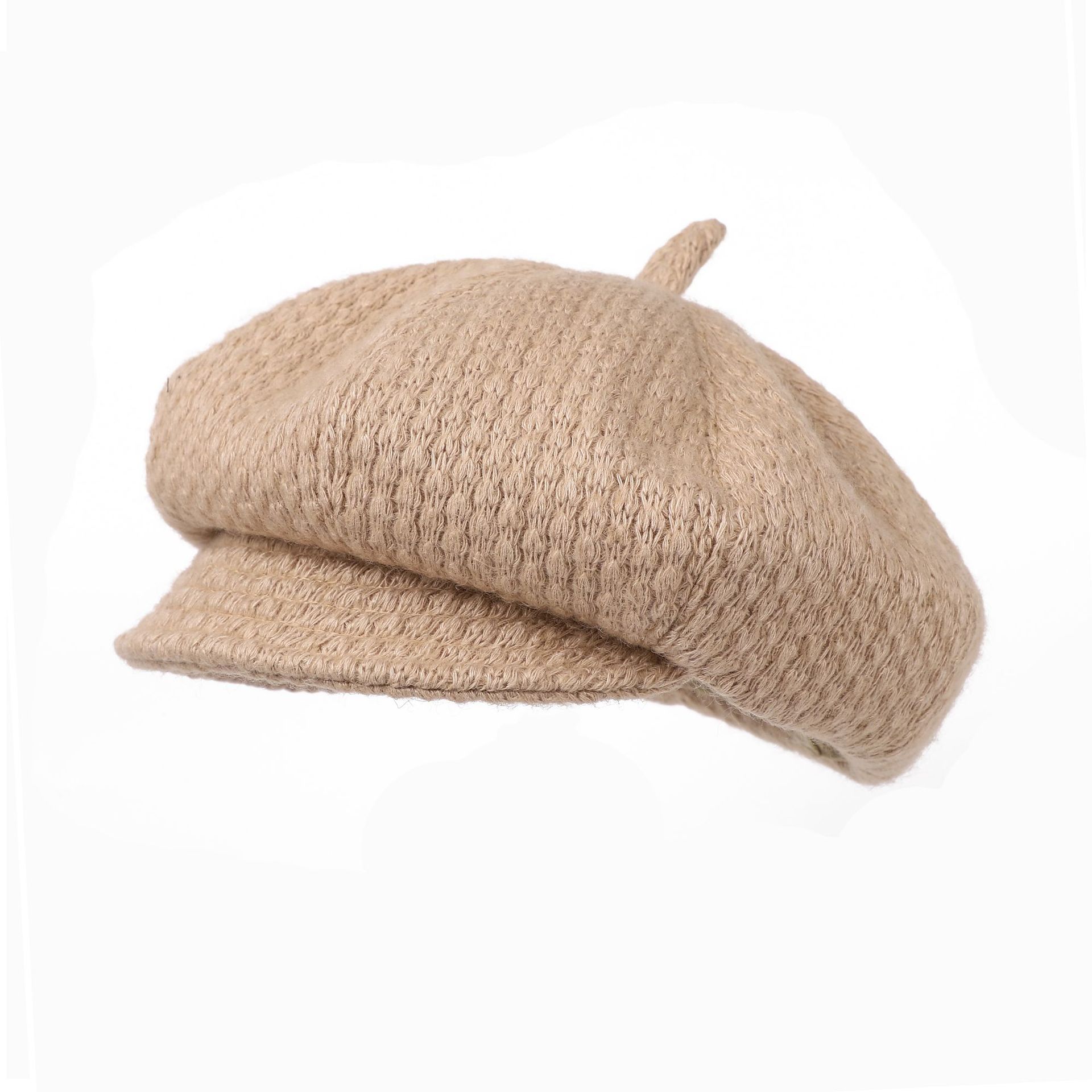 Ins nuevo sombrero de ocho ángulos de color sólido para mujeres nicho japonés diseño retro versátil sombrero de lengua corta sombrero pintor