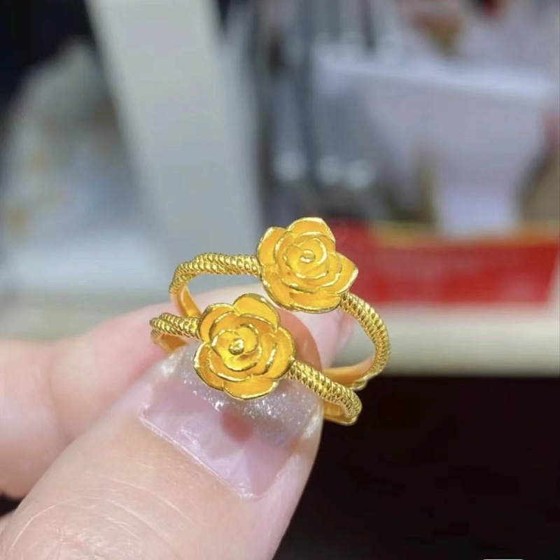 镀金活口小香风简约女款花朵戒满天星流星雨条戒活口羽毛男女戒指|undefined