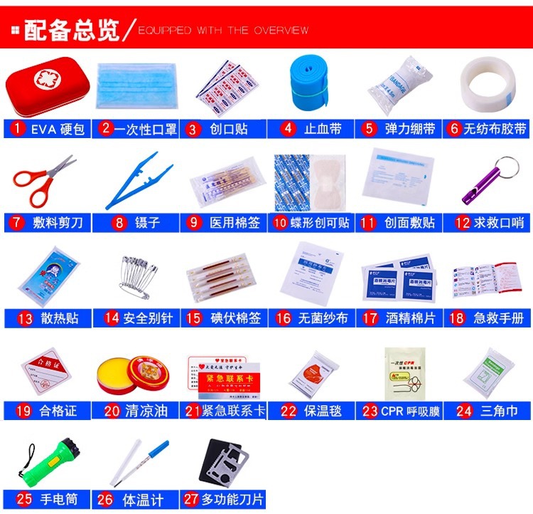 First Aid Kit Home Outdoor Car suit Home Travel Kit Portable Earthquake Emergency Student Epidemic Prevention Kit Health Kit