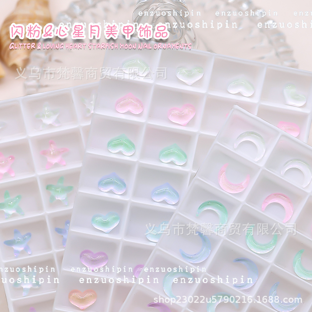 Mocha Love Moon Star Flat Crystal Diamond Aurora color estrella de cinco puntas nail Diamond nail Jewelry