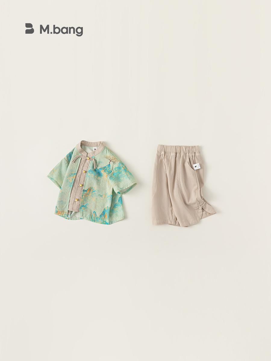 Bangchoan ropa para niños Hanfu dos piezas set de verano antiguo estilo Tang vestido tinta set de niños ropa de bebé image 5