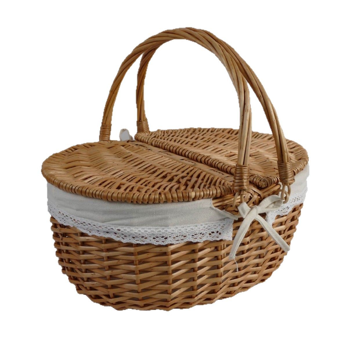 Cestas de picnic de sauce tejidas a mano Cestas de mangas de verduras de mano Cestas de regalo de mano Cestas de almacenamiento Cestas de huevos tejidas de caña