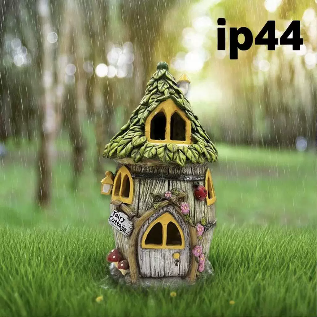 创意小房子树屋太阳能灯摆件户件庭院花园园林水桶小屋夜景观装饰