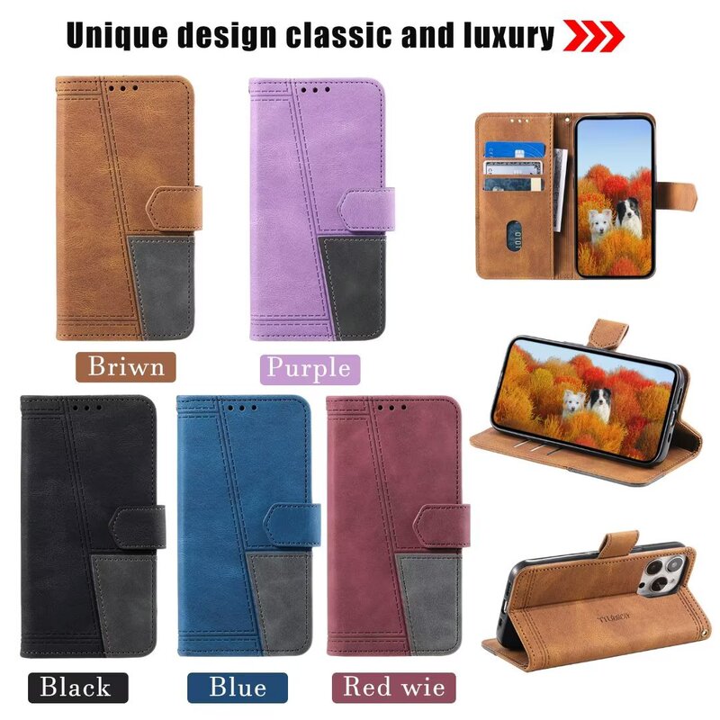 Foreign Trade Pressed-Line Stitching Card Holder Flip Leather Case Suitable for iPhone 17 Phone Case 16 Pro Max Protective Case