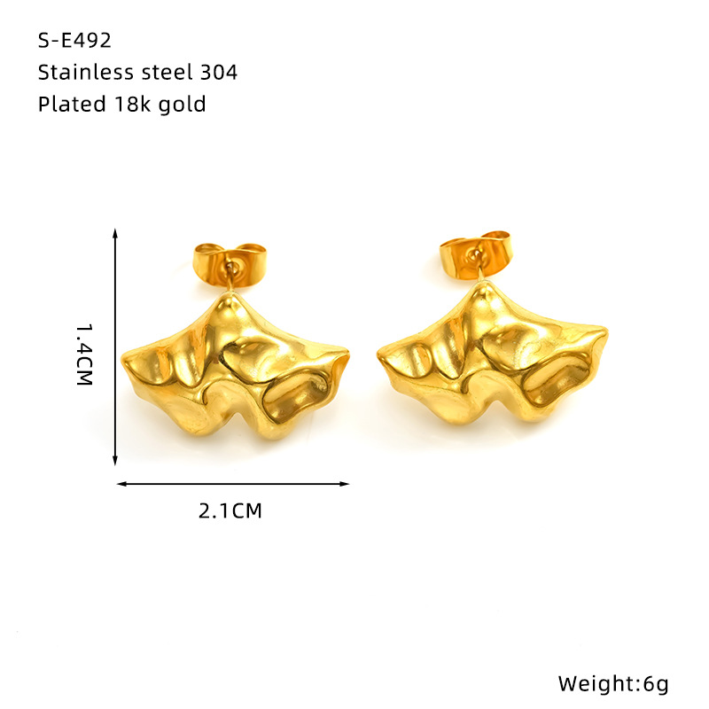 Titanium Steel Bow Earrings Gold Stainless Steel Butterfly Studs_voghion.com