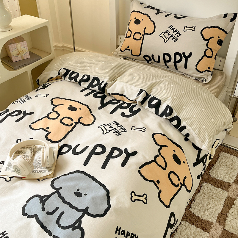 Juego de cama de dormitorio de estudiantes universitarios de tres piezas de algodón puro 2025 nueva ropa de cama con funda de edredón individual