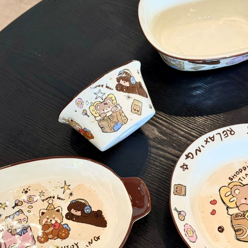 Cartoon ceramic high quality sophisticated tableware, with little bears