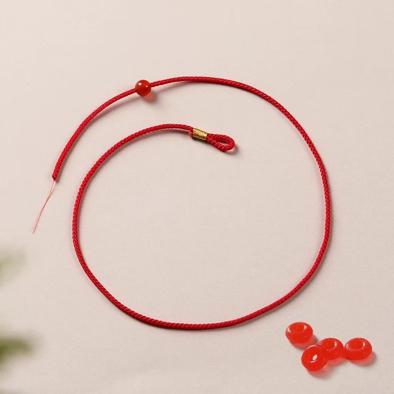 Zodiac Year Little Red Rope Semi-Finished Bracelet Ring Transfer Beads for Men and Women Beaded Gold DIY Bracelet Weaving Good Luck